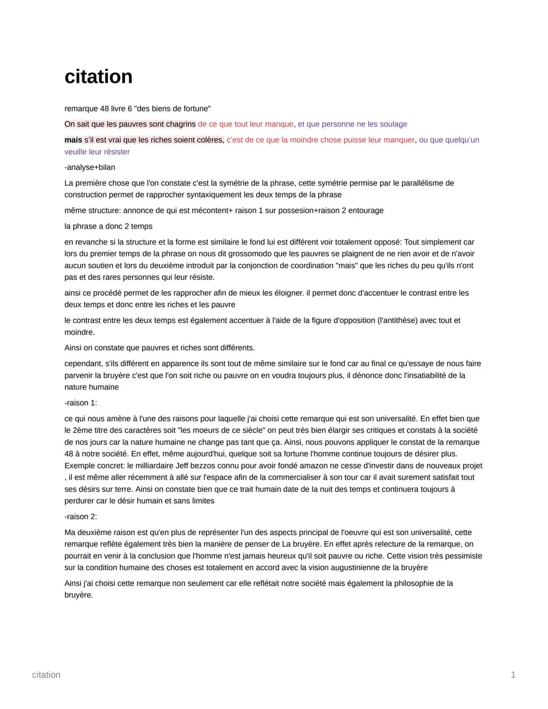 citation
citation
remarque 48 livre 6 "des biens de fortune"
On sait que les pauvres sont chagrins de ce que tout leur manque, et que person