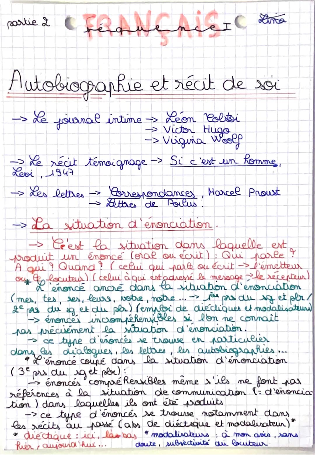 partic1.
Feapest Lina
Autobiographie et récit de soi
auto-soi-memē
autobiographie + journal intime
graphein écrire
bios la vie
C'est donc le