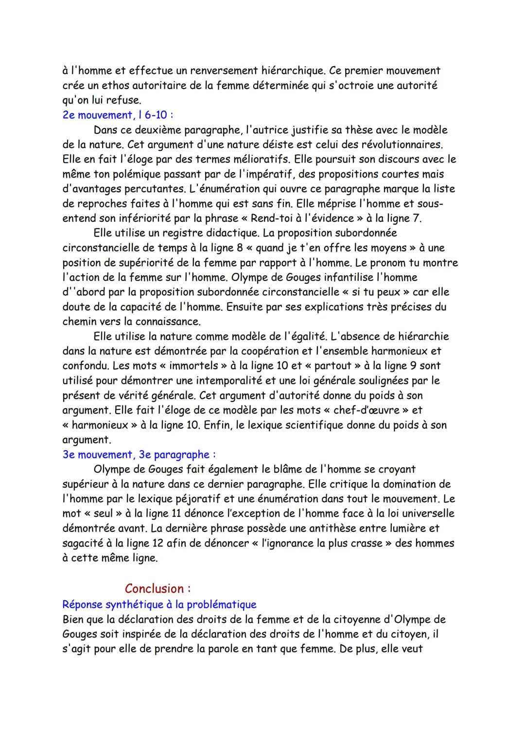 Texte 14
Littérature d'idée, « Homme, es-tu capable d'être juste ? »,
Déclaration des Droits de la Femme et de la Citoyenne,
Olympe De Gouge
