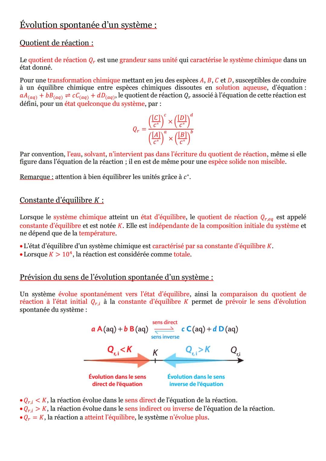 Séquence n°5: Sens d'évolution spontanée d'un système
chimique :
Transformation totale ou non totale:
Définitions :
▪ Une transformation est