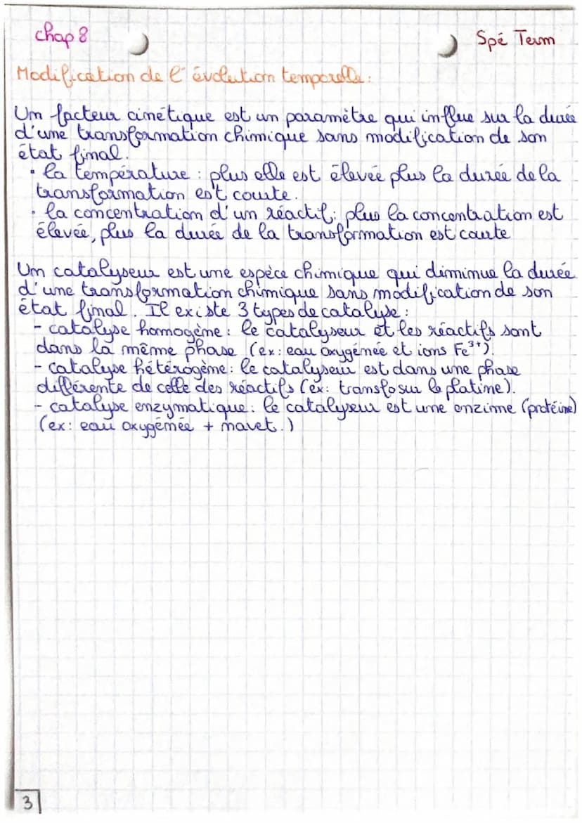 chap 8
La cinétique chimique représente l'étude de la vitesse
des transformations chimiques.
Cinétique chimique
lente: si l'œil mu ou un cap