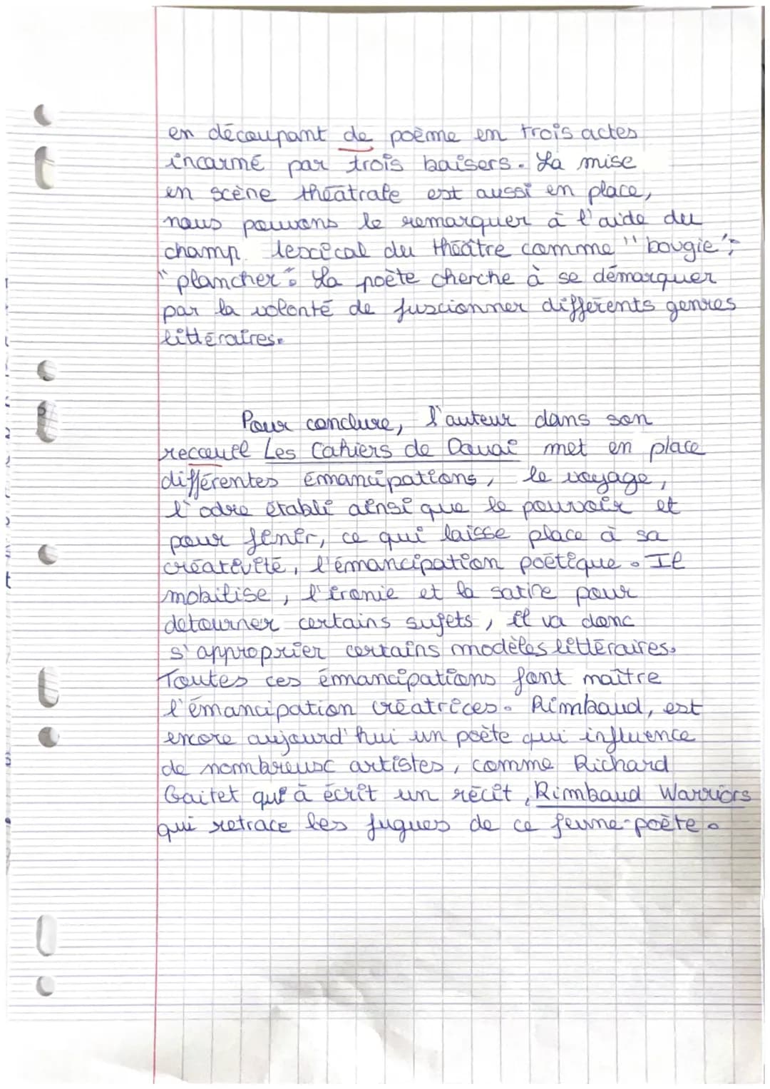 Français
Bac blanc
Très bon travail 19/20
E
"L'Homme en Rimbaud est libre"
sont les mots de Paul Verlaine lorsqu'il
décrit le jeune poète, A