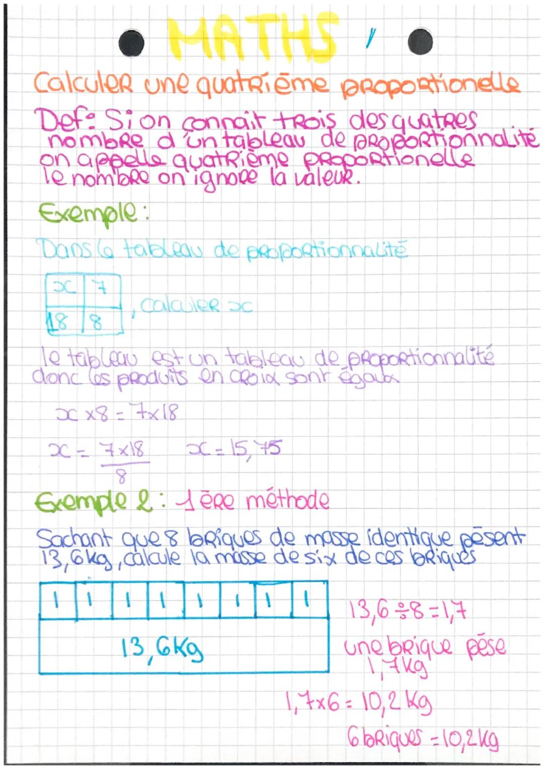 MATHS, •

Calculer une quatrième proportionelle

Def: Sion connait trois des quatres
nombre d'un tableau de proportionnalité
on appelle quat