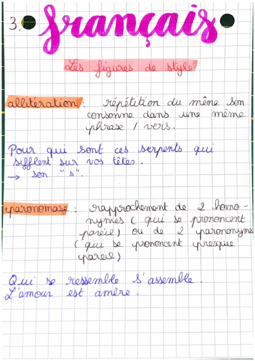Les figures d'insistances
La répétition et
I'amaphore
français
Les figures de style.
B
Le parallélisme
Se
Faut il laisser un affront impuni

