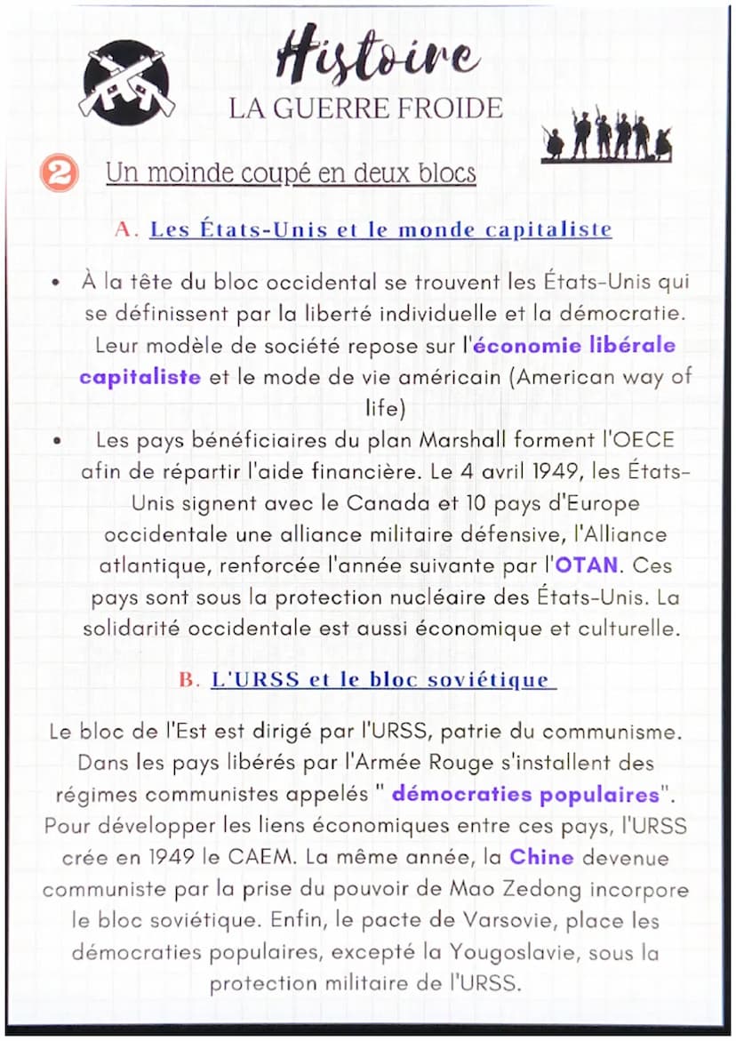 Histoire
LA GUERRE FROIDE
1 Les origines de la guerre froide
hika
A. Deux grandes puissances concurrentes
La guerre froide est unconfyit ent