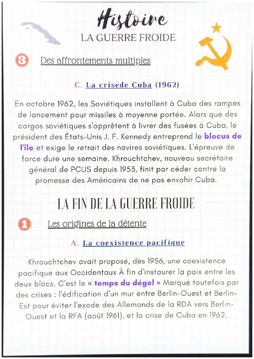 Histoire
LA GUERRE FROIDE
1 Les origines de la guerre froide
hika
A. Deux grandes puissances concurrentes
La guerre froide est unconfyit ent