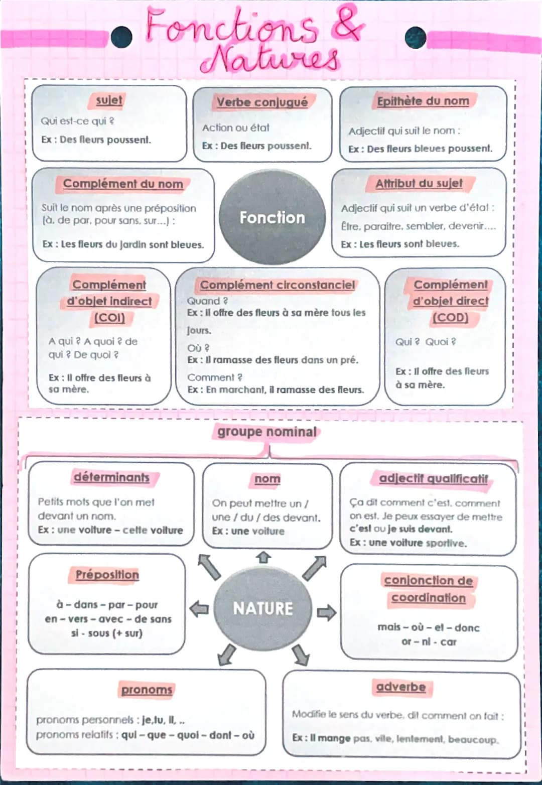 Fonction et natures grammaticales 