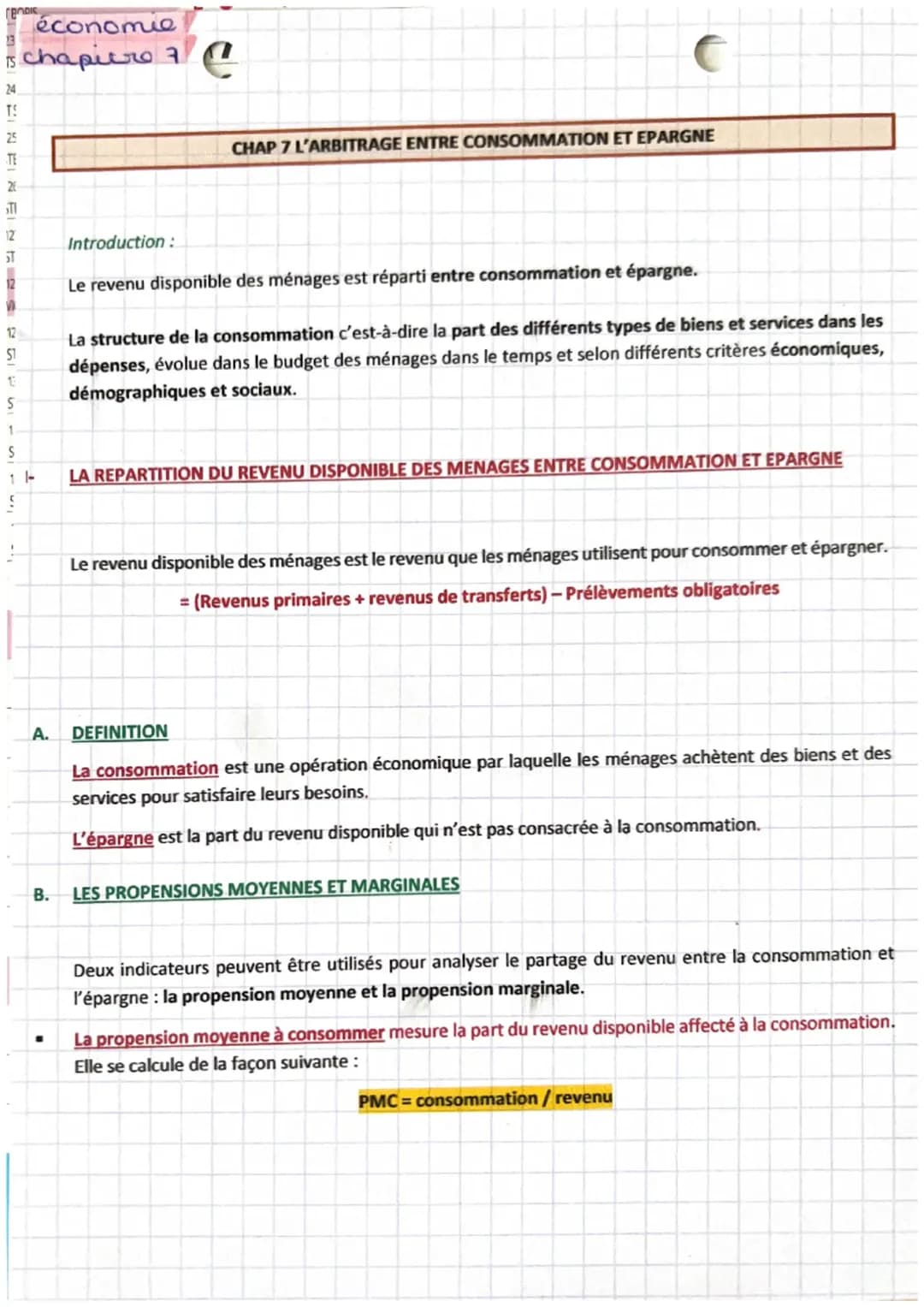 économie-chapitre 7 : arbitrage entre consommation et épargne 