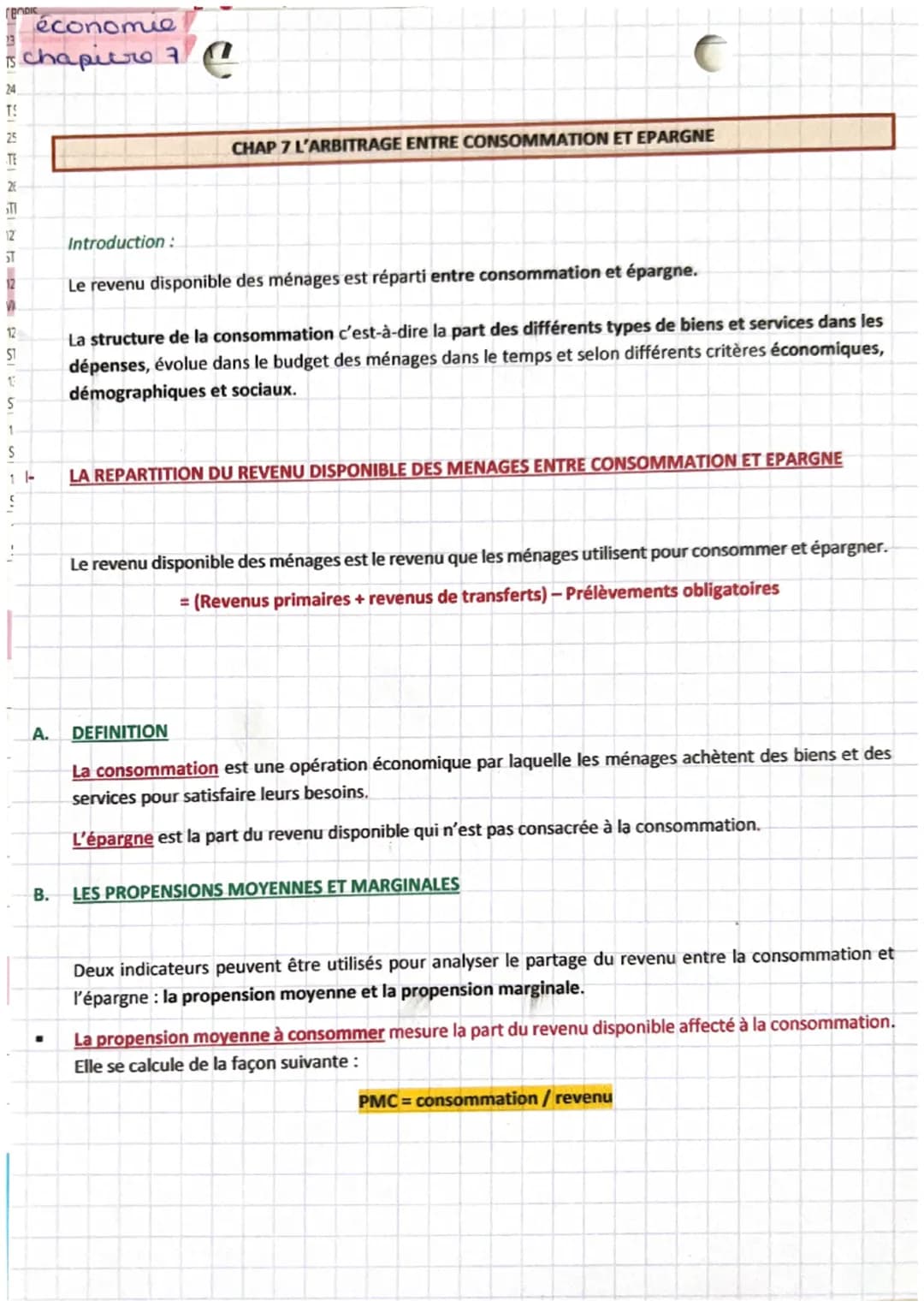 BODIC
économie
Is chapitre
24
TS
25
TE
26
TI
12
ST
12
12
ST
13
S
1
S
A.
B.
Introduction:
·
C
CHAP 7 L'ARBITRAGE ENTRE CONSOMMATION ET EPARGN