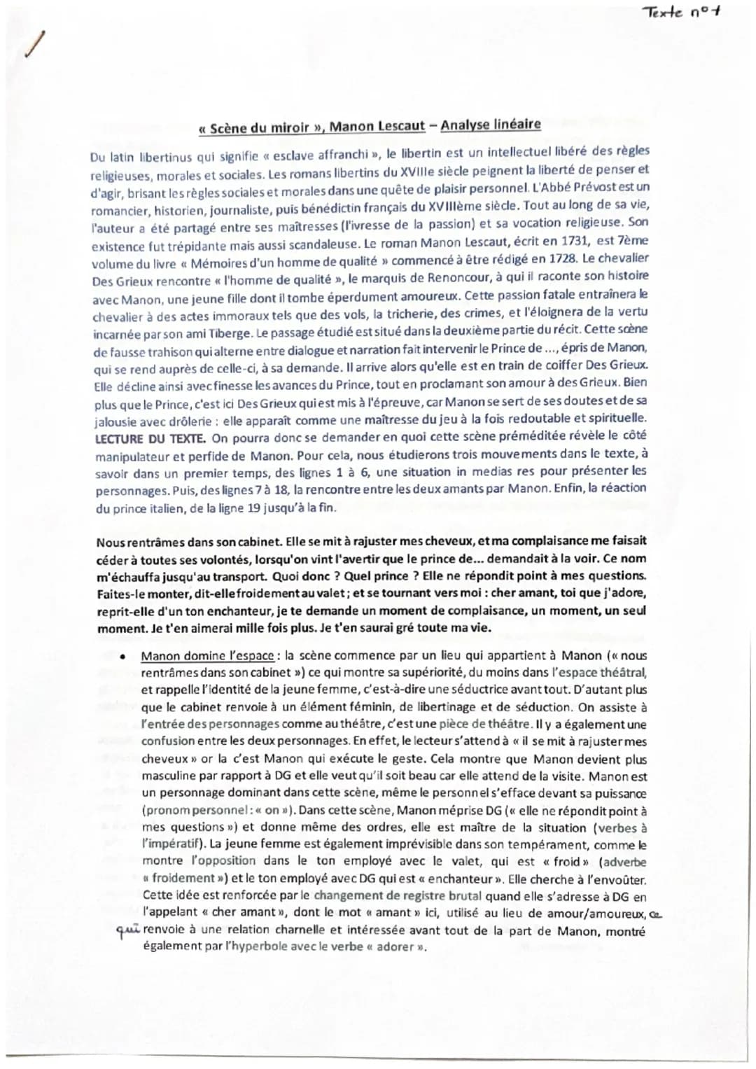 Texte not
« Scène du miroir », Manon Lescaut - Analyse linéaire
Du latin libertinus qui signifie « esclave affranchi», le libertin est un in