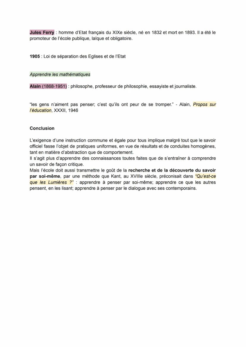 
<p>L'instruction et l'éducation sont étroitement liées à la transmission des savoirs. Sans cette transmission, il ne peut y avoir de vérita