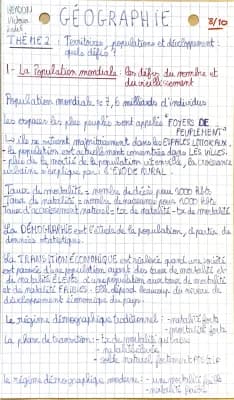 Know fiche de révision de géographie sur la population mondiale, le développement, les inégalités et la France et des dynamiques démographiques thumbnail