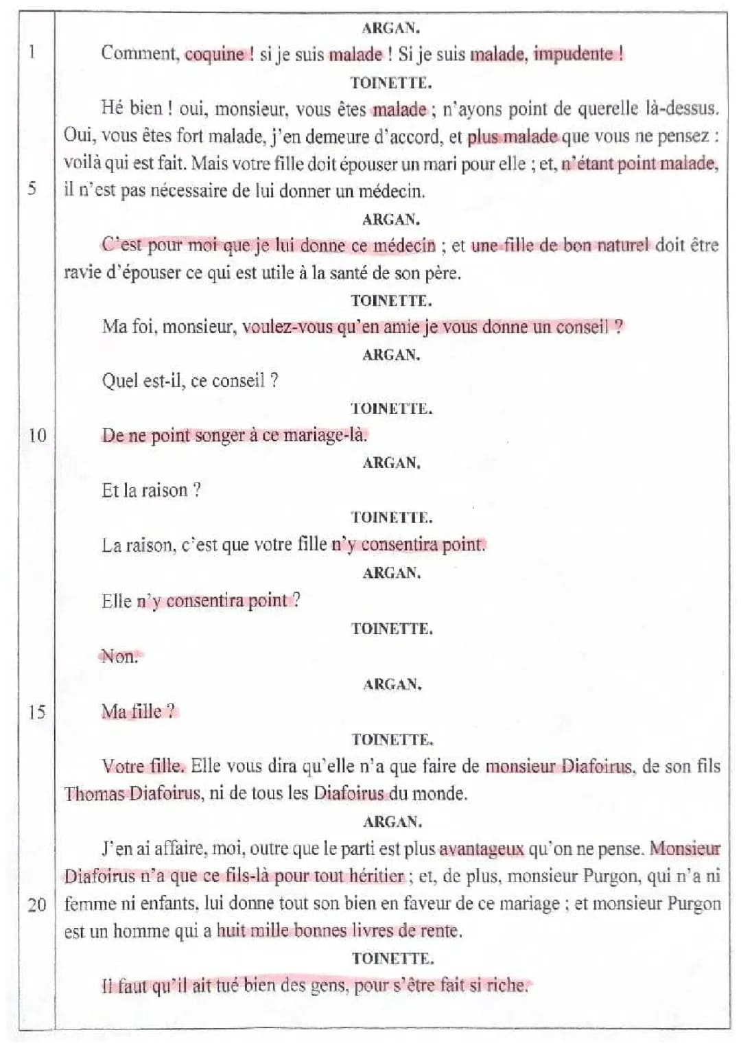 Le Malade Imaginaire : Analyse Comique de la Scène 5 Acte 1