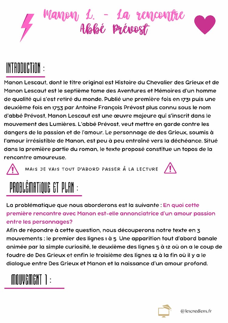 Know Analyse linéaire - Manon Lescaut - La rencontre thumbnail