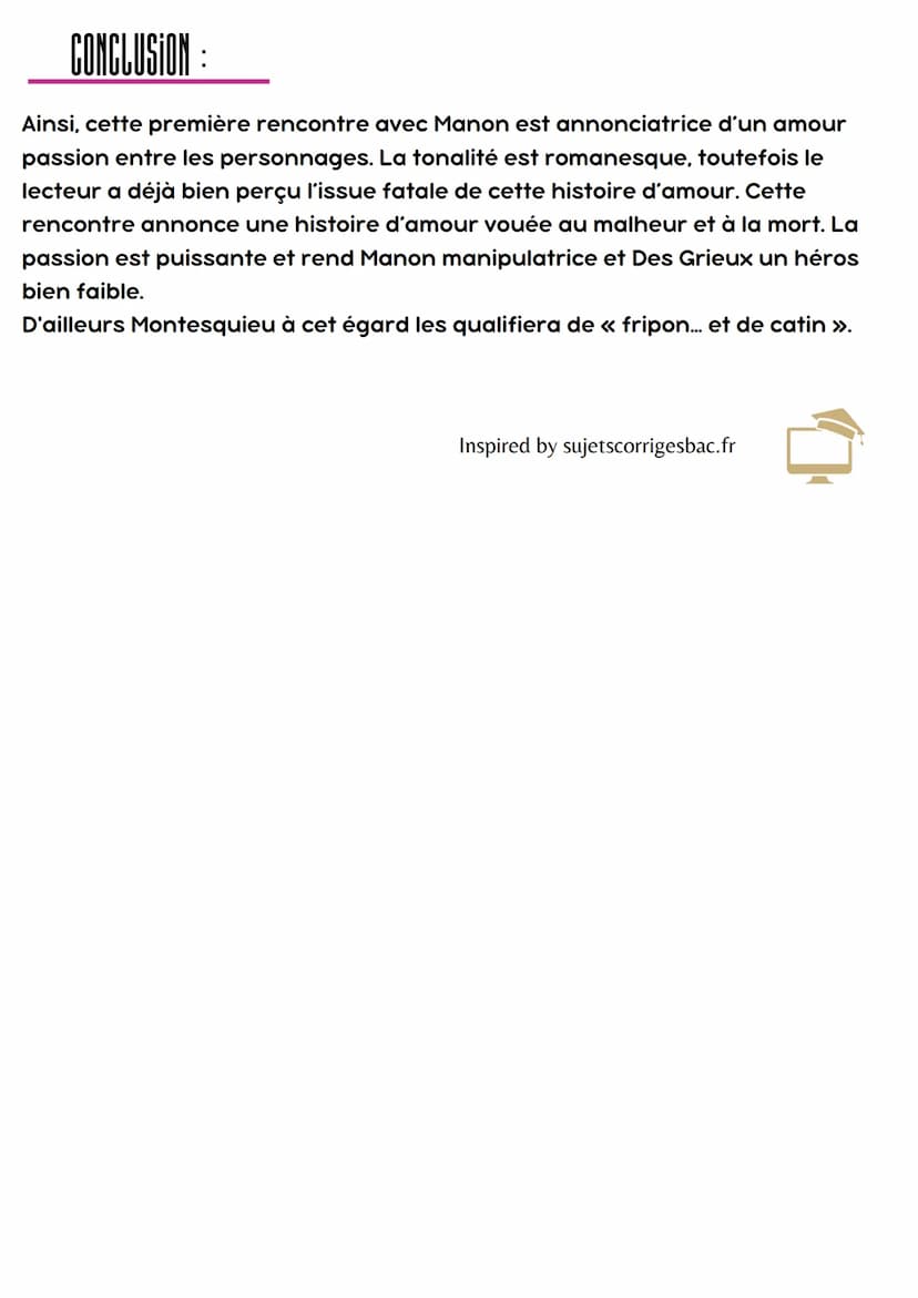 4
Manon L.
●
La rencontre
Abbé Prévost
INTRODUCTION :
Manon Lescaut, dont le titre original est Histoire du Chevalier des Grieux et de
Manon