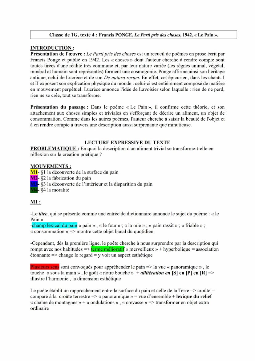Extrait << Le Pain », de Francis Ponge
.La surface du pain est merveilleuse d'abord à cause de cette impression quasi panoramique
qu'elle do