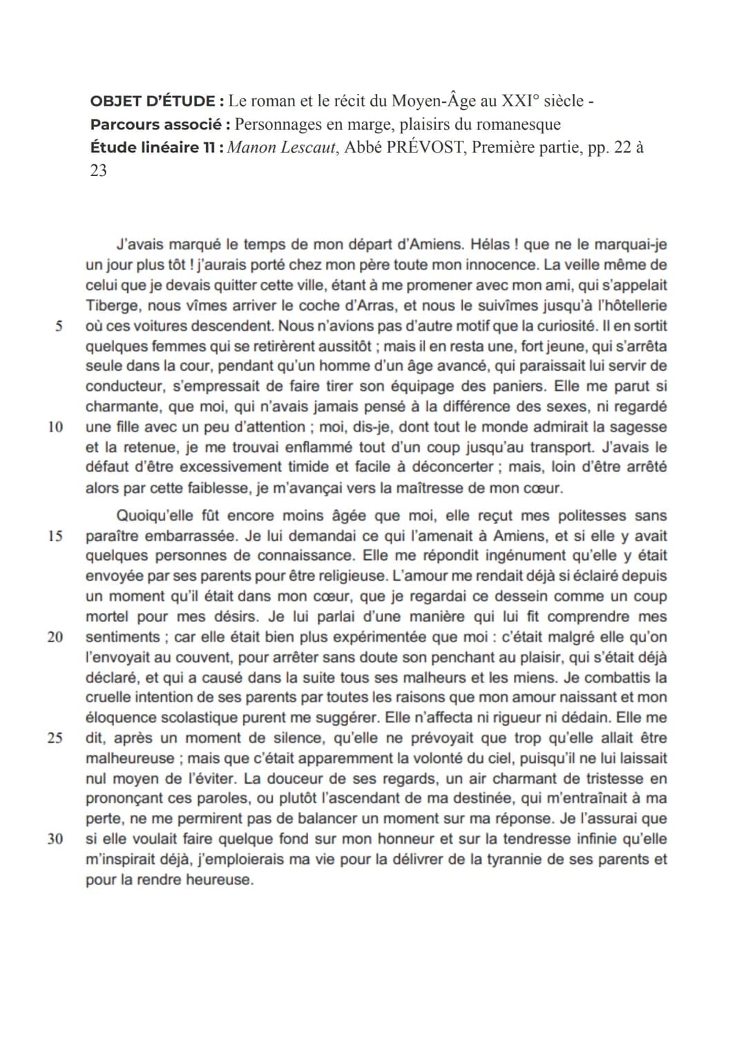 Analyse Linéaire de Manon Lescaut : La Rencontre et Plus