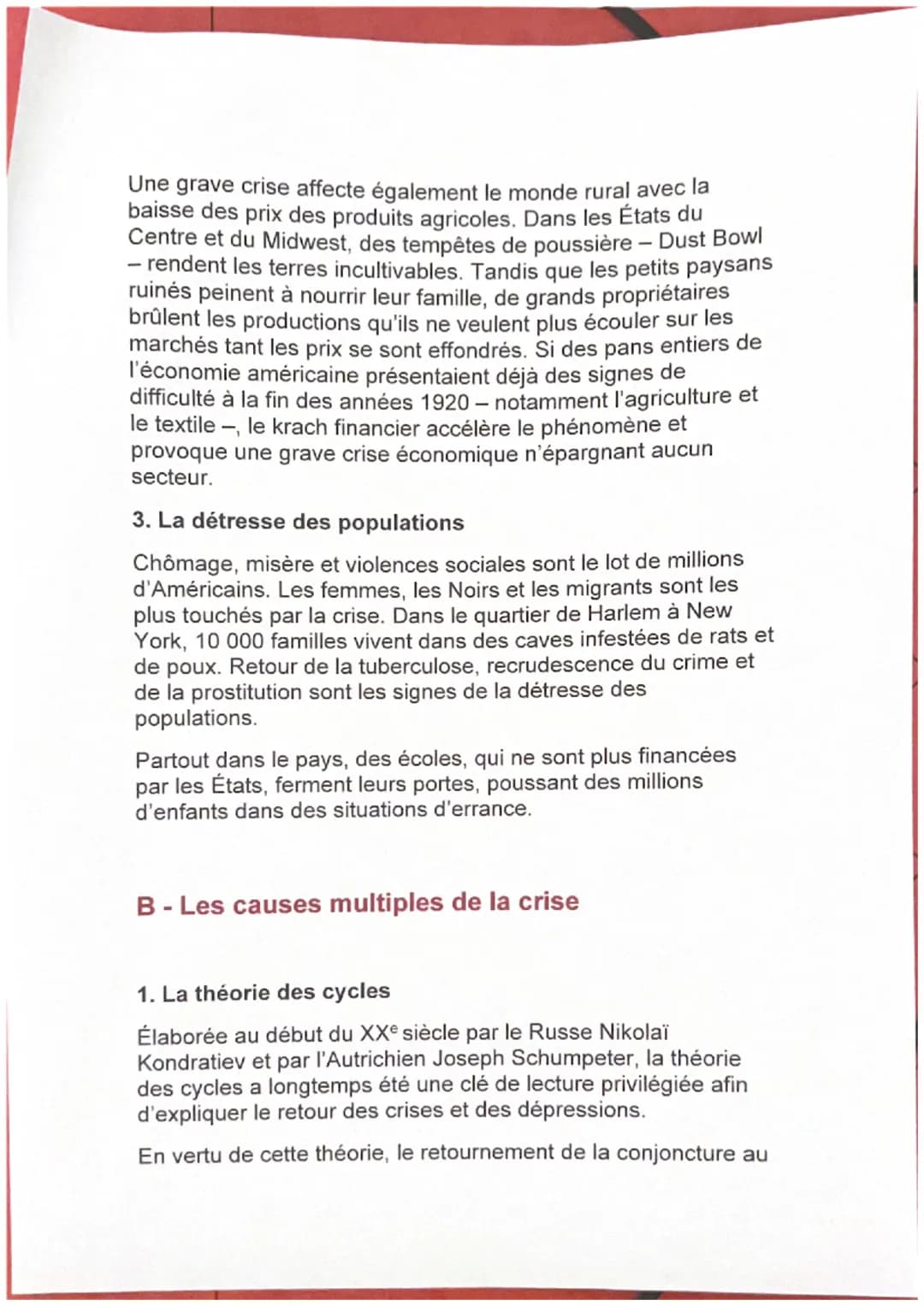 CHAPITRE 1 - L'impact de la crise de 1929:
déséquilibres économiques et sociaux
COURS 1. La crise de 1929, des États-Unis au
reste du monde
