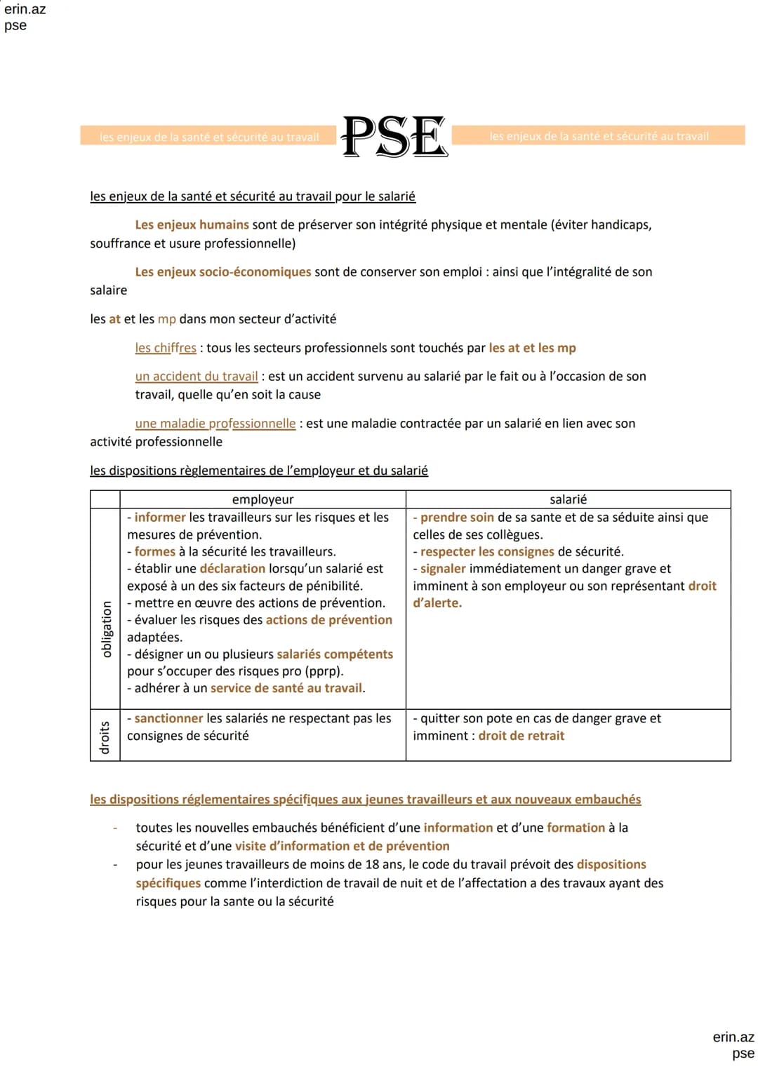 erin.az
pse
les enjeux de la santé et sécurité au travail
salaire
les enjeux de la santé et sécurité au travail pour le salarié
Les enjeux h