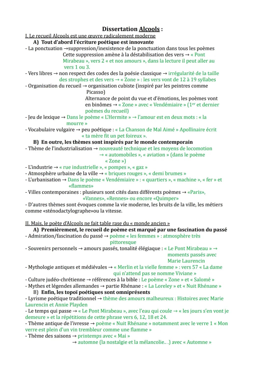 Dissertation Alcools :
I. Le recueil Alcools est une œuvre radicalement moderne
A) Tout d'abord l'écriture poétique est innovante
- La ponct