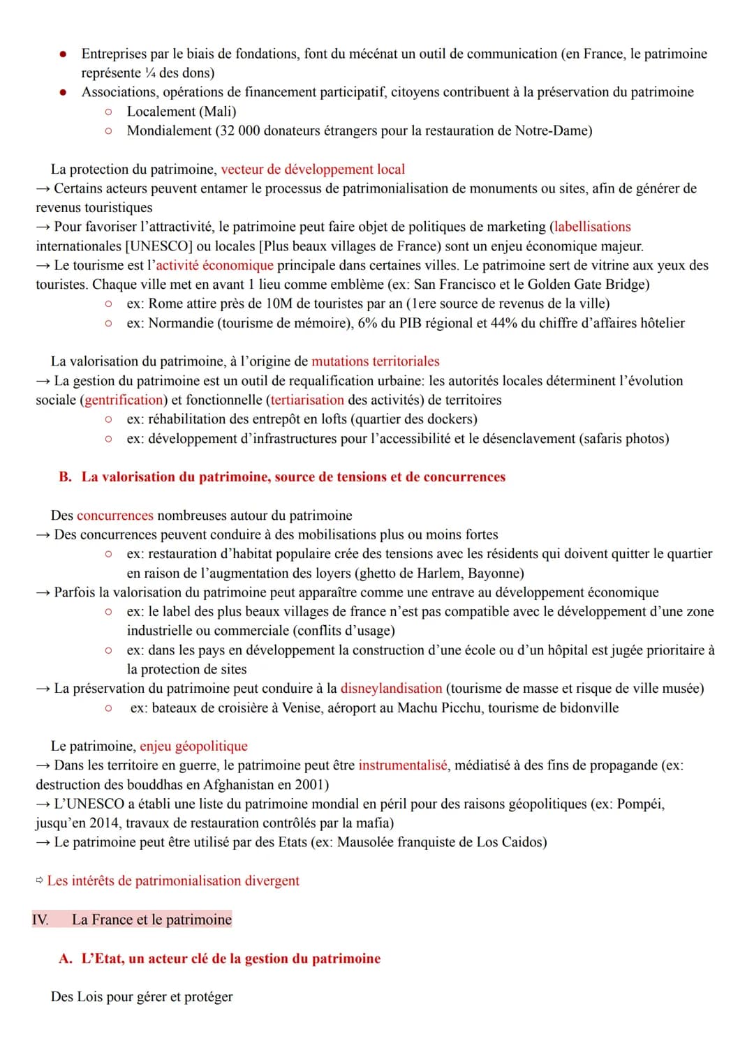 I.
●
Il existe de nombreux différents types de patrimoine:
● Le patrimoine naturel: monuments naturels qui ont une valeur universelle except