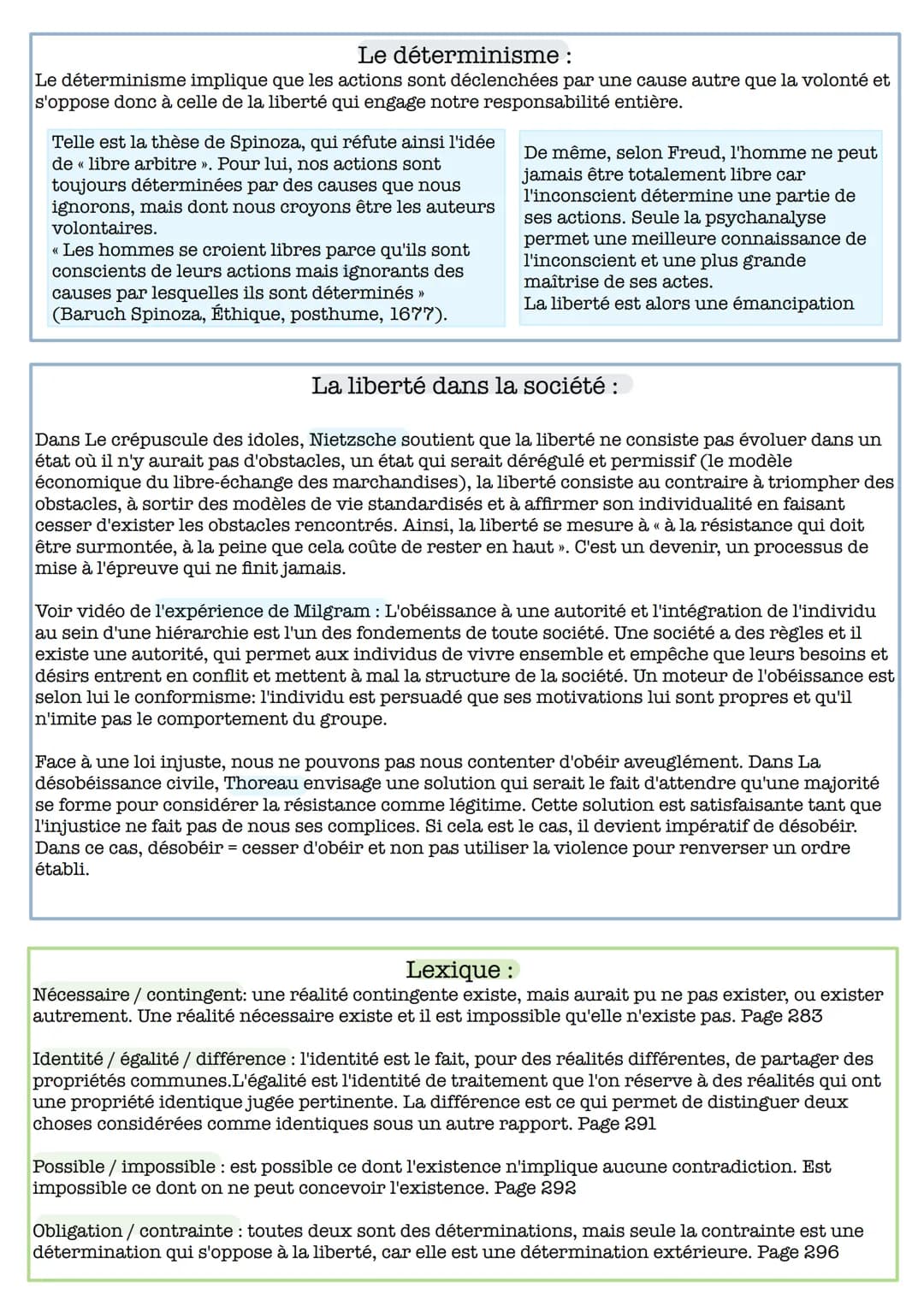 La liberté
Definition:
Elle va peut se définir comme absence de contraintes,
mais aussi comme capacité à agir par soi-même
c'est le pouvoir 