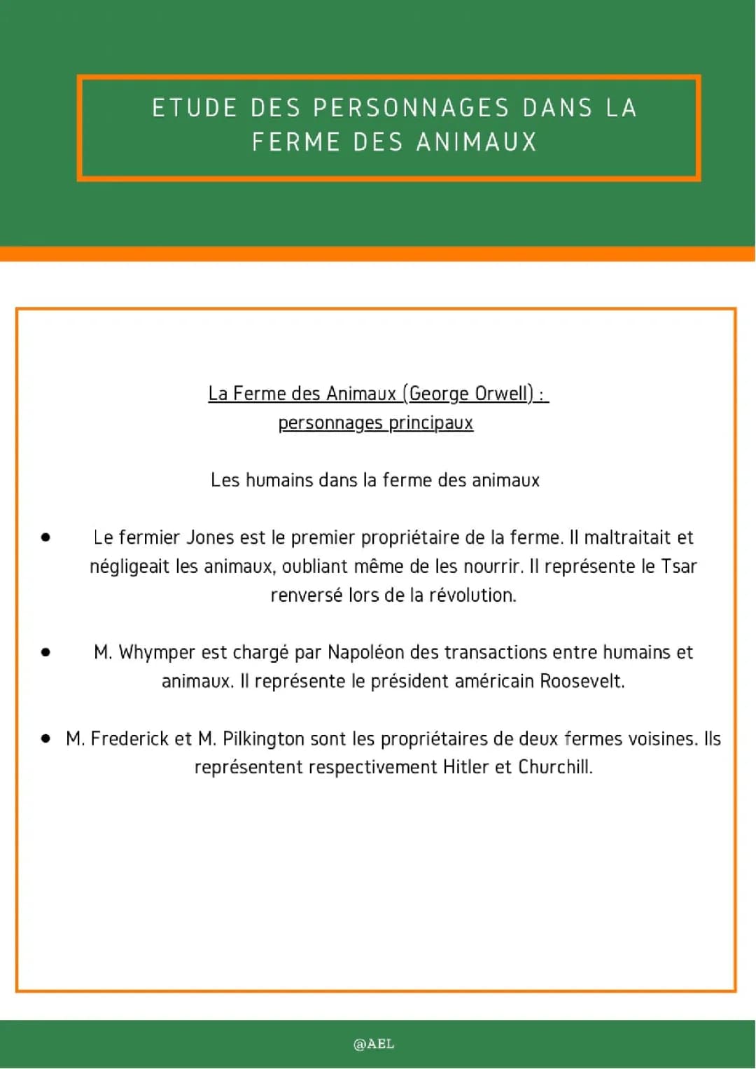 Les Personnages de La Ferme des Animaux : Analyse et Questionnaire Corrigé