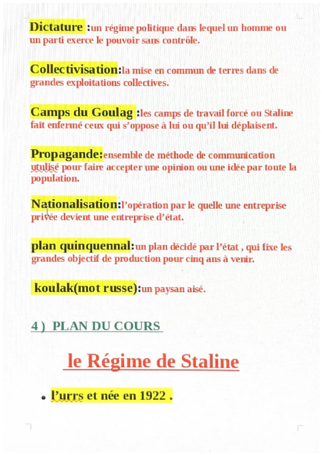 Régime totalitaire
Démocratie et fragile
1 STALINE
STALINE: chef unique de l'urss
2 DATE
1924-1953: Saline au pouvoir
1924: Saline décide qu