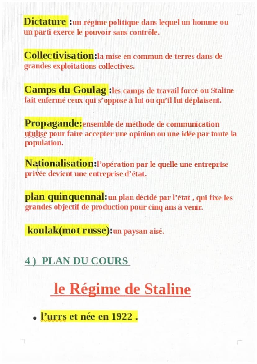 Régime totalitaire
Démocratie et fragile
1 STALINE
STALINE: chef unique de l'urss
2 DATE
1924-1953: Saline au pouvoir
1924: Saline décide qu