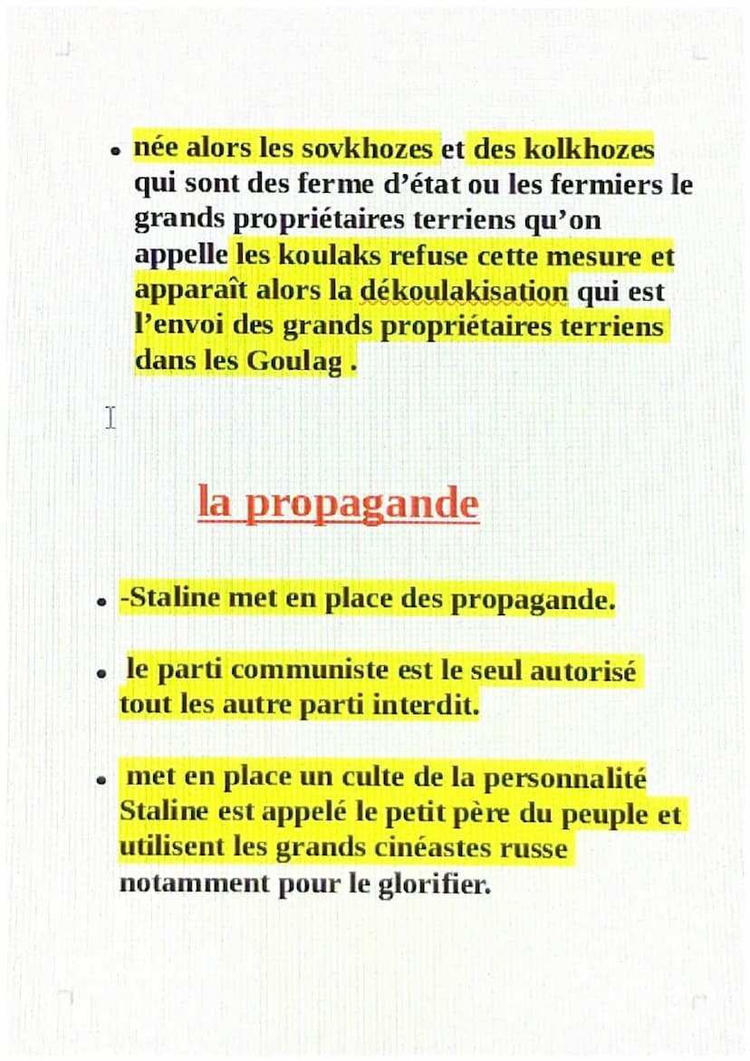 Régime totalitaire
Démocratie et fragile
1 STALINE
STALINE: chef unique de l'urss
2 DATE
1924-1953: Saline au pouvoir
1924: Saline décide qu