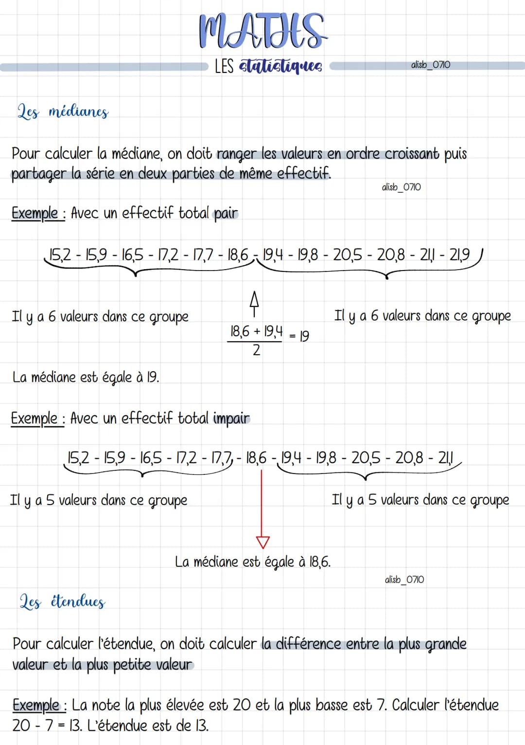 MATHS
LES statistiques
Les moyennes classiques et pondérées
a) Moyenne classique
Pour calculer une moyenne, on doit faire la somme des valeu