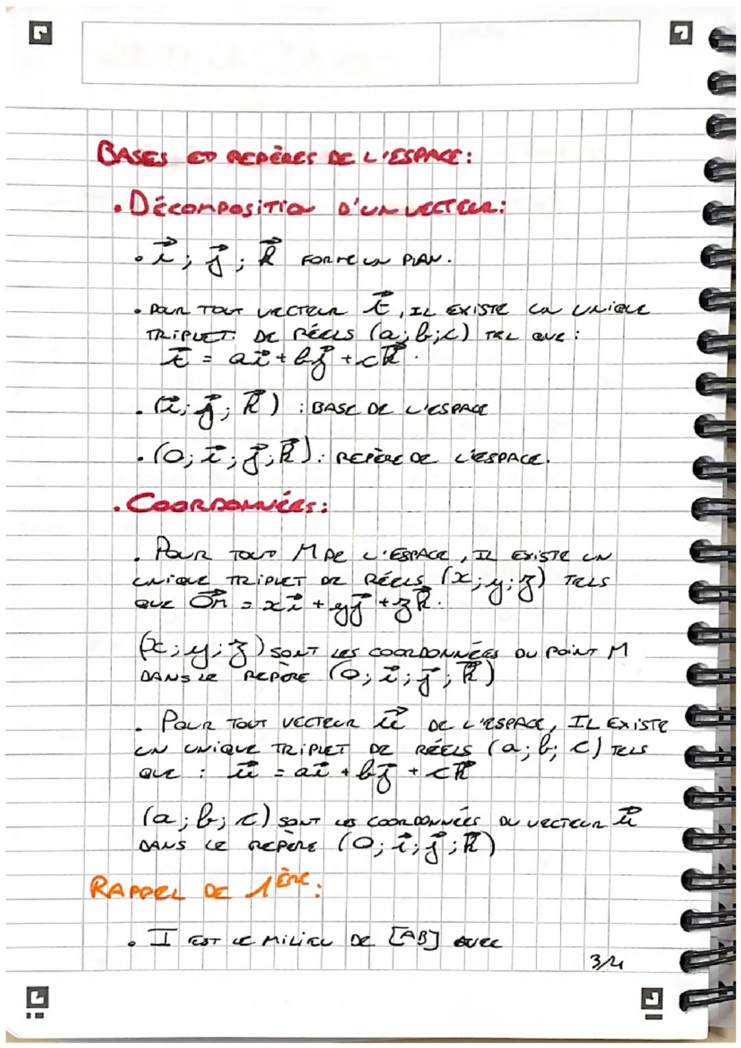 TERM
# VECTEURS, DROITES
## ET PLANS DE L'ESPACE

### VECTEURS DE L'ESPACE:
*   $AB$ NOTATION DE VECTEUR
*   $AA$ : VECTEUR NUL Nové
*   $AB