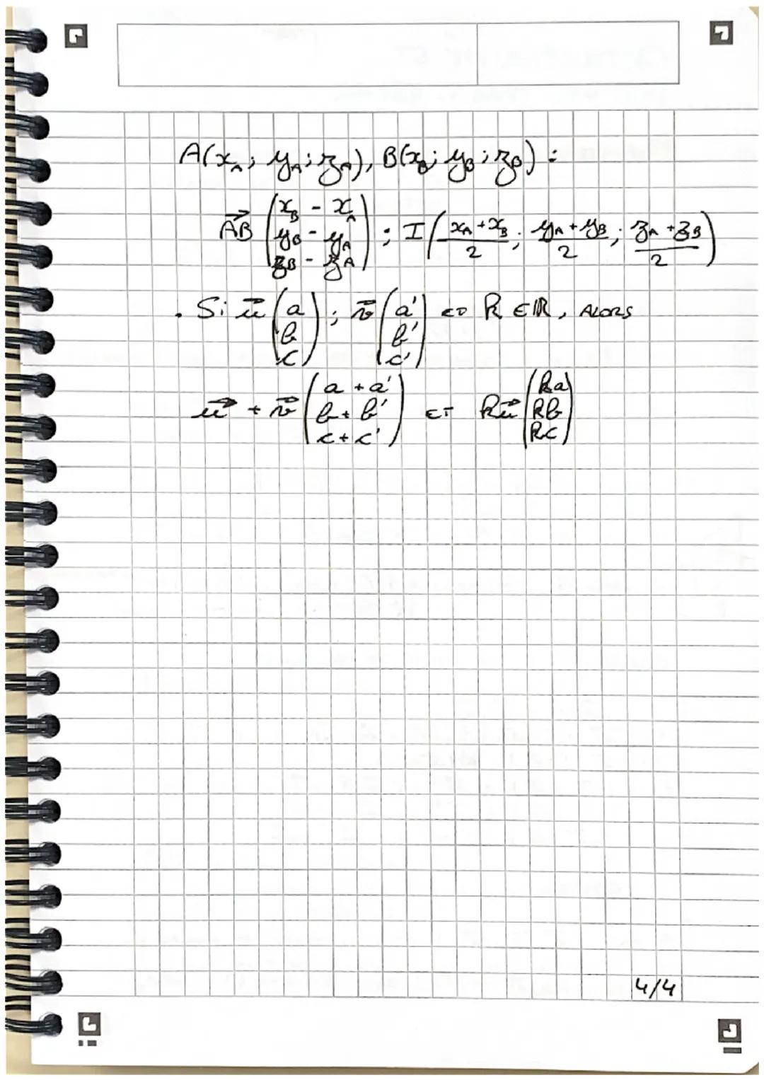 TERM
# VECTEURS, DROITES
## ET PLANS DE L'ESPACE

### VECTEURS DE L'ESPACE:
*   $AB$ NOTATION DE VECTEUR
*   $AA$ : VECTEUR NUL Nové
*   $AB