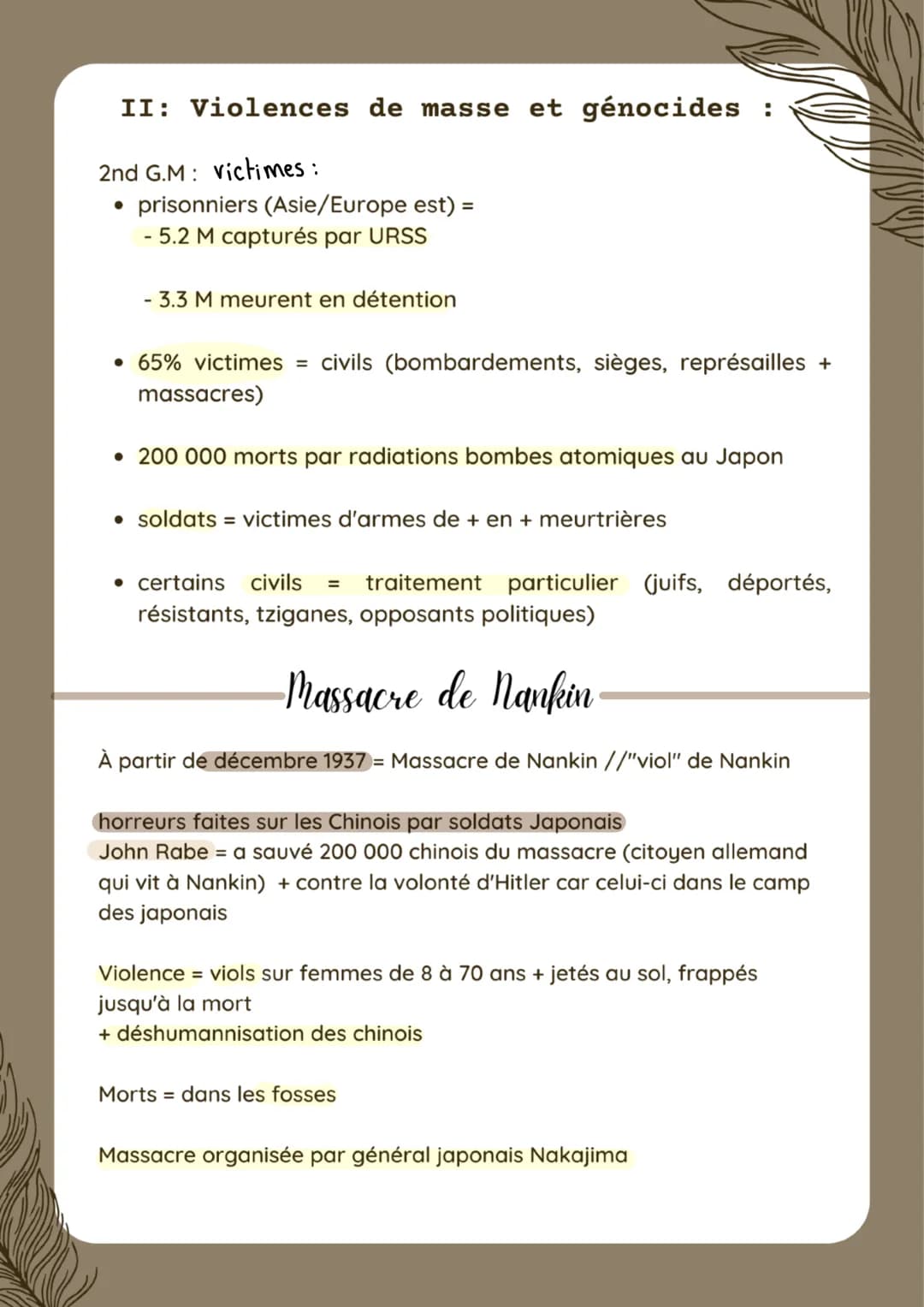 Histoire
INTRO:
Chapitre 3
LA SECONDE GUERRE
MONDIALE
2nd guerre mondiale = confit d'une ampleur
inégalée à cause de la violence qu'elle a d