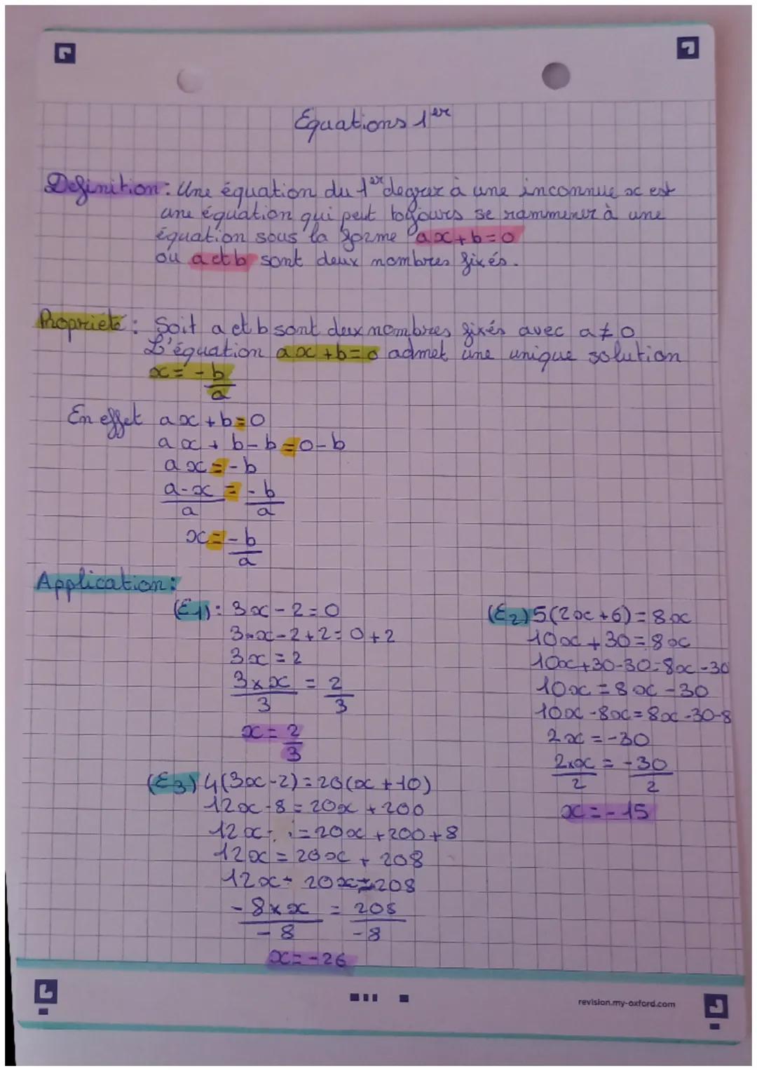 Equations fer

Definition: Une équation du te degrer à une inconnue sx est
ane équation qui peut toujours se rammener à une
équation sous la