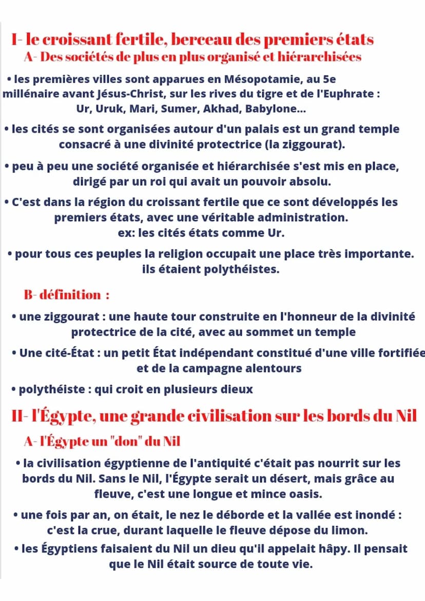 Les premiers états
•À partir de la révolution du néolithique, commencer vers 9000 avant Jésus-
Christ, dans la région du croissant fertile, 