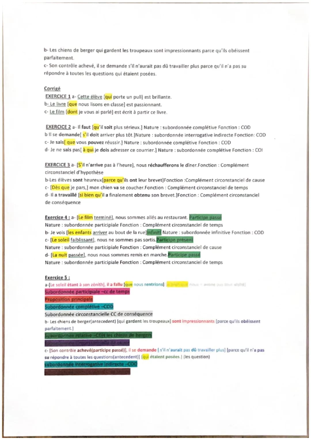 S1
Les propositions subordonnées
" Les subordonnées complétives
Ces subordonnées sont dites essentielles, car elles occupent dans la phrase 