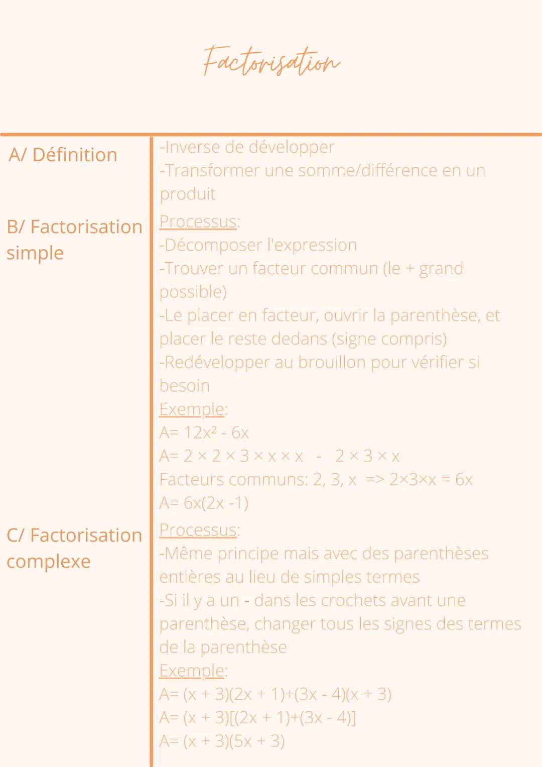 A/ La
simplification
sans
parenthèses
B/ La
simplification
avec des
parenthèses
Prérequis
Méthode:
-Trier les termes et les additionner pour