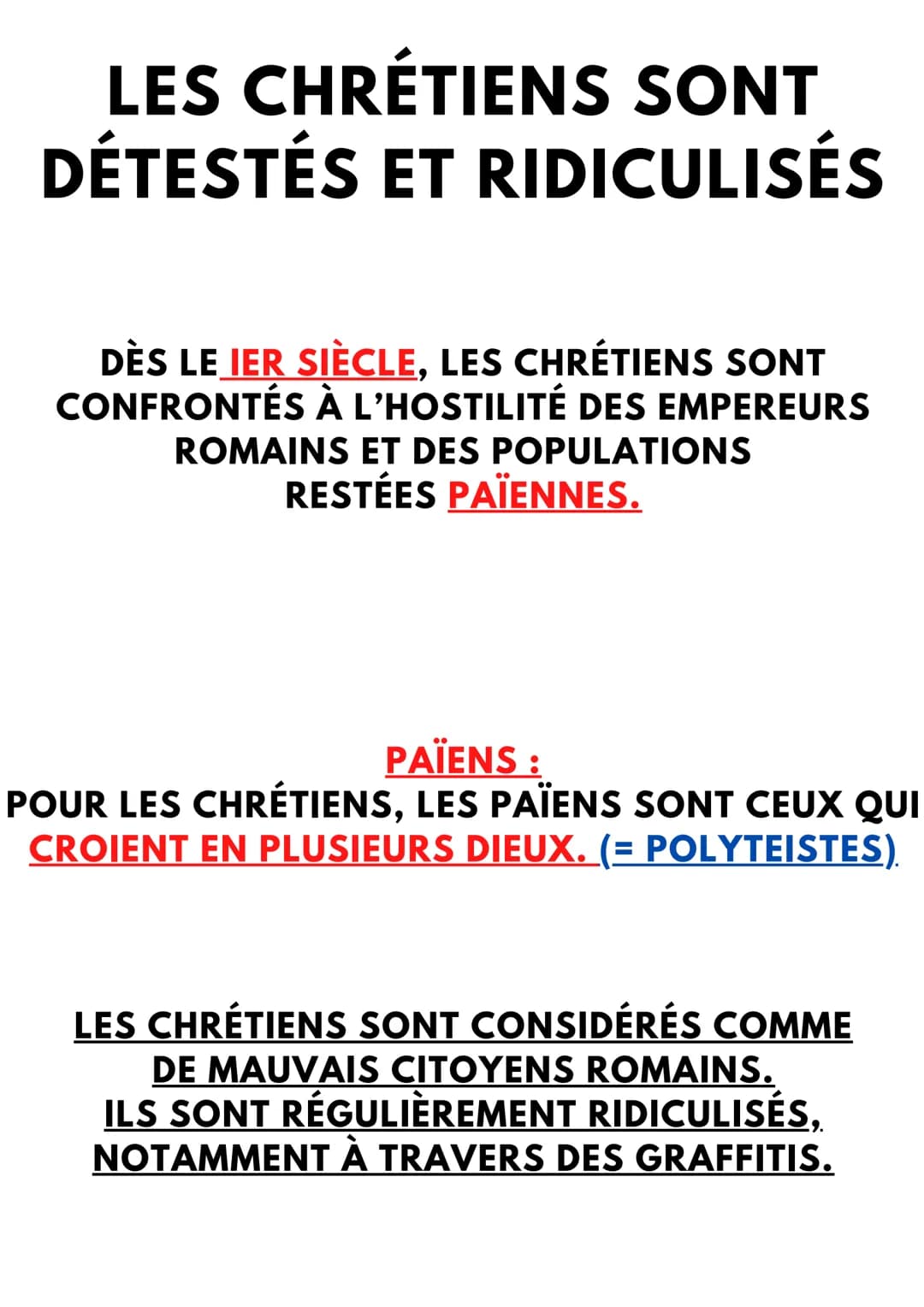 CHRÉTIENS ET
CHRISTIANNISME DANS
L'EMPIRE ROMAIN
Histoire - 6ème
Introduction :
Du le au Ille siècle, les chrétiens
sont victimes de plusieu
