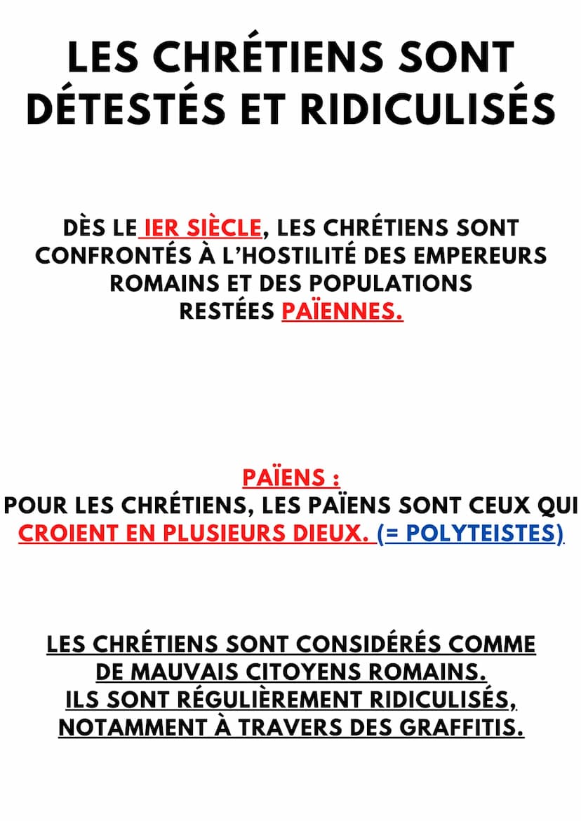 CHRÉTIENS ET
CHRISTIANNISME DANS
L'EMPIRE ROMAIN
Histoire - 6ème
Introduction :
Du le au Ille siècle, les chrétiens
sont victimes de plusieu