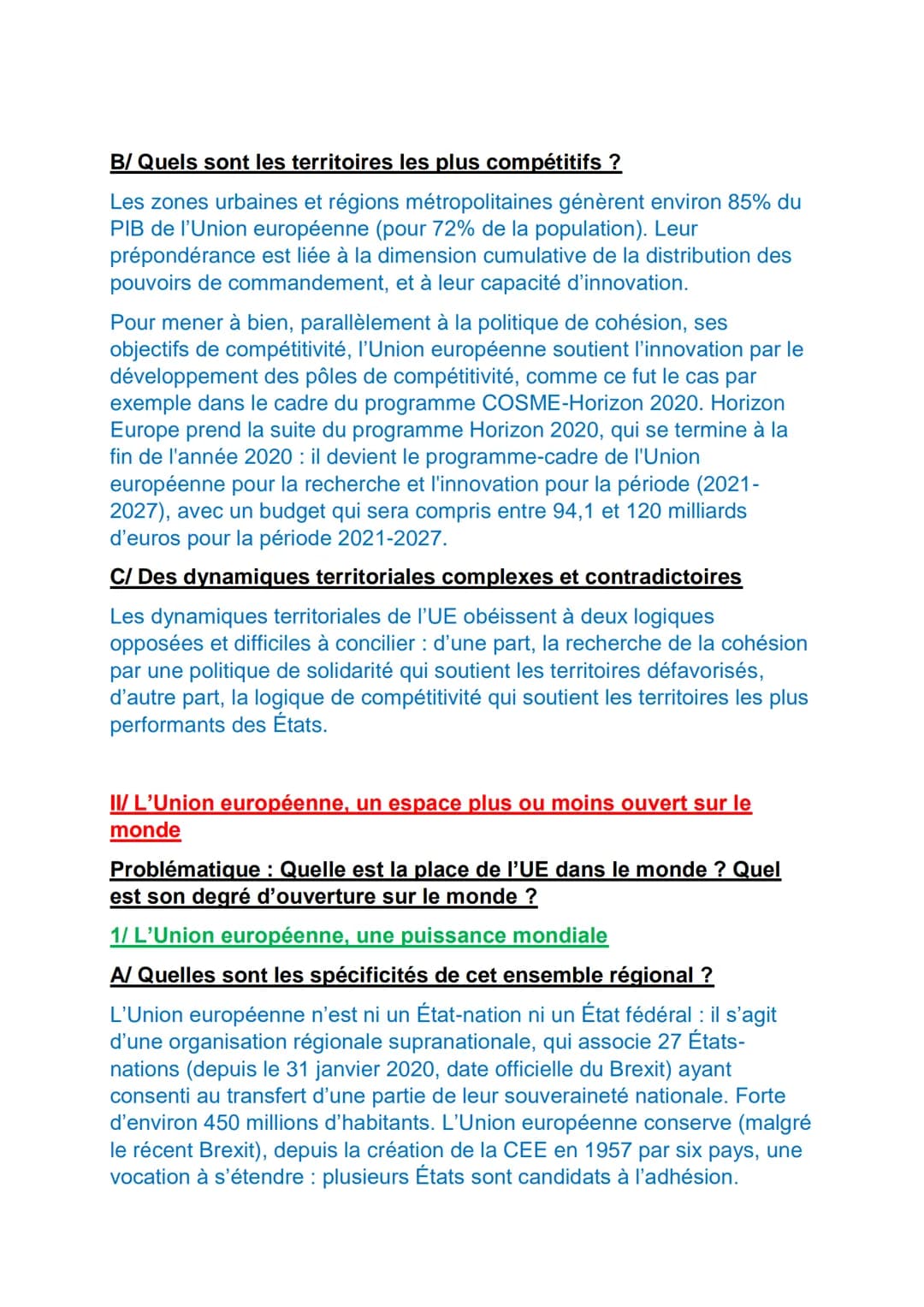 L'UNION EUROPEENNE DANS LA MONDIALISATIO : DES
DYNAMIQUES COMPLEXES
Organisation régionale au degré d'intégration le plus poussé au monde,
l