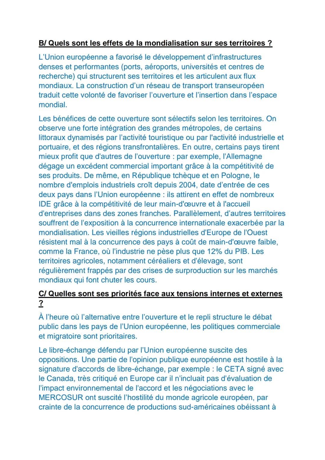 L'UNION EUROPEENNE DANS LA MONDIALISATIO : DES
DYNAMIQUES COMPLEXES
Organisation régionale au degré d'intégration le plus poussé au monde,
l