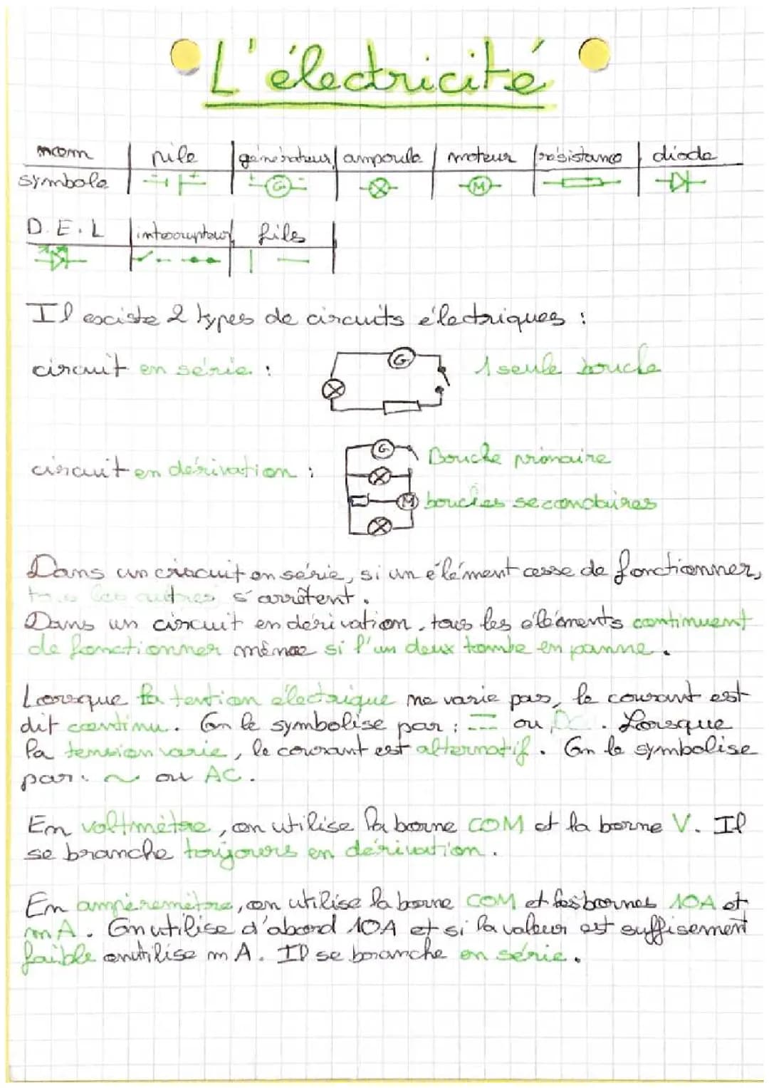 L’électricité + la loi d’OHM