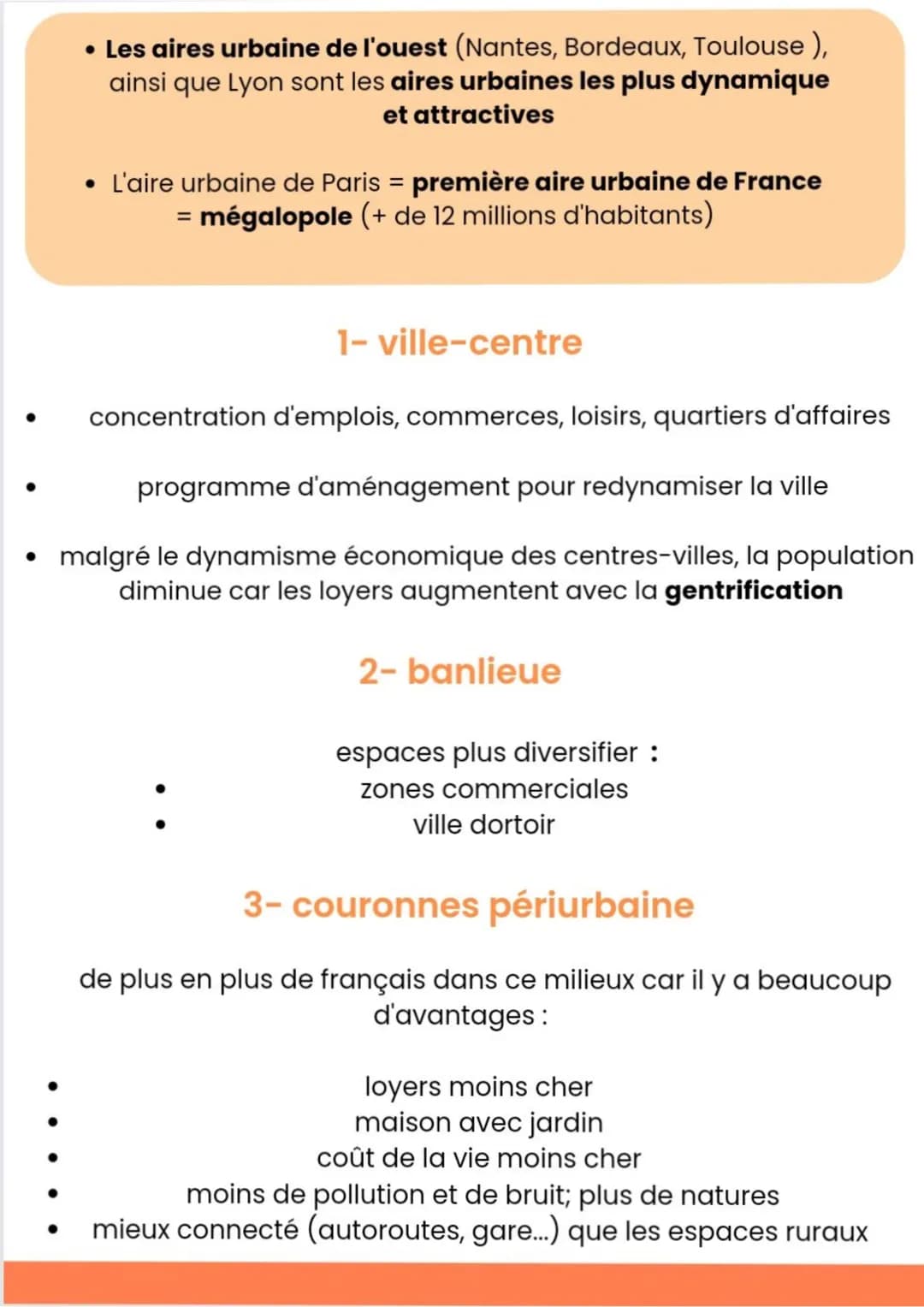 Geographie
Les aires urbaine en france
mobilité pendulaire
espaces ruraux
couronne périurbaine
banlieue
ville-centre
ville centre + banlieue