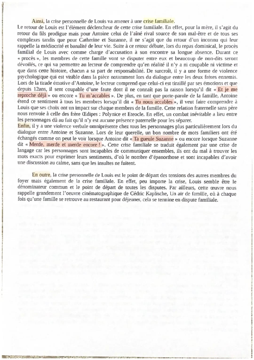 Dissertation Juste la Fin du Monde
Duchaste disait « La parole fait évènement : elle détraque les pensées avant de secouer les corps
». C'es
