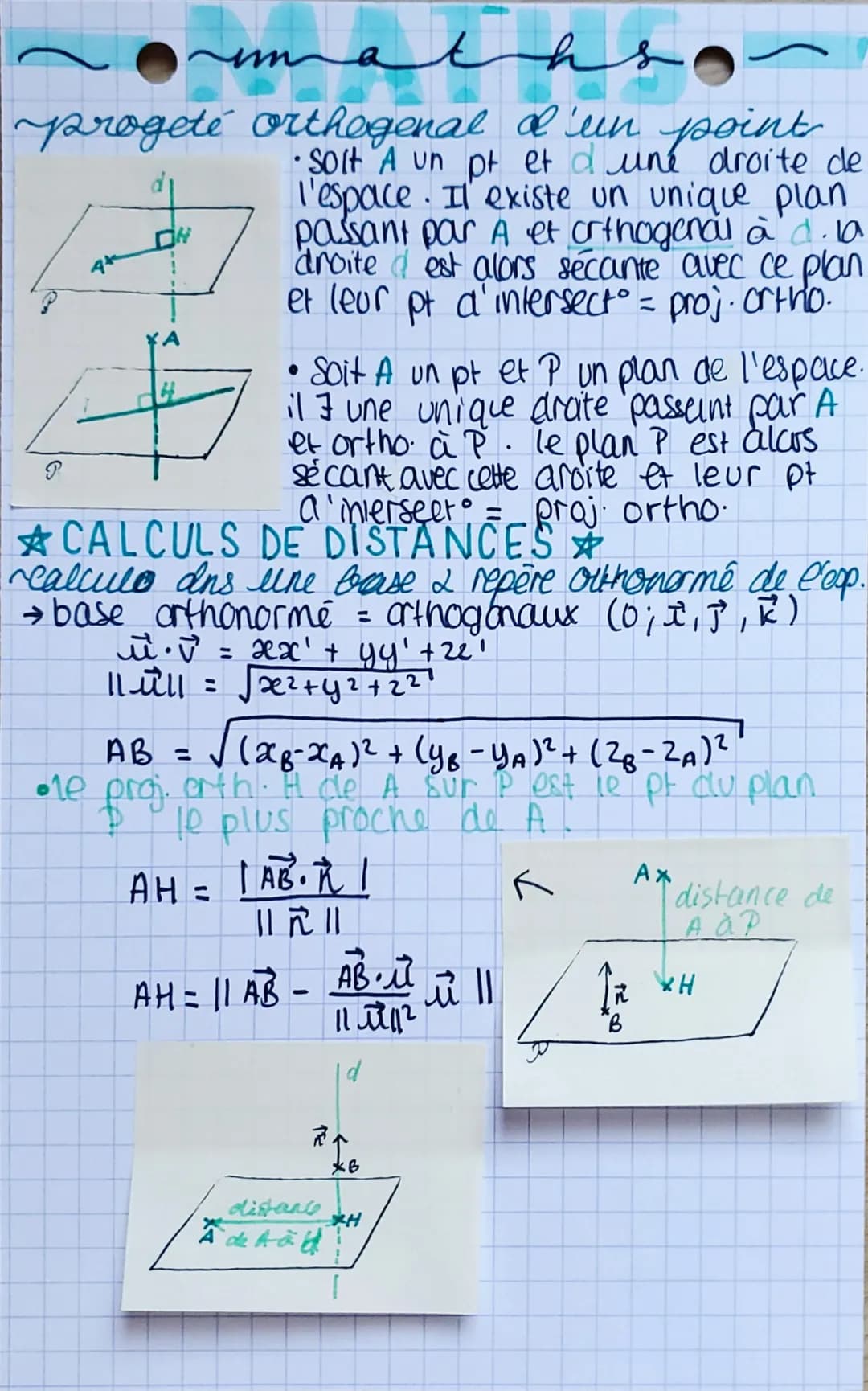 maths
CHAPITRE 7
* PRODUIT SCALAIRE DANS L'ESPACE
produit scalaire dans l'espace
●
π² · V² = || ² || x || || X COS (BAC)
avec le projeté ort