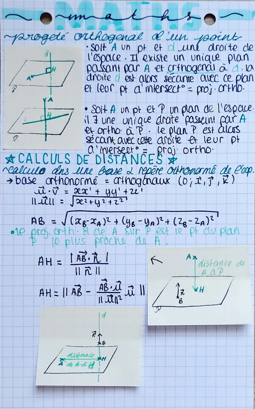 maths
CHAPITRE 7
* PRODUIT SCALAIRE DANS L'ESPACE
produit scalaire dans l'espace
●
π² · V² = || ² || x || || X COS (BAC)
avec le projeté ort