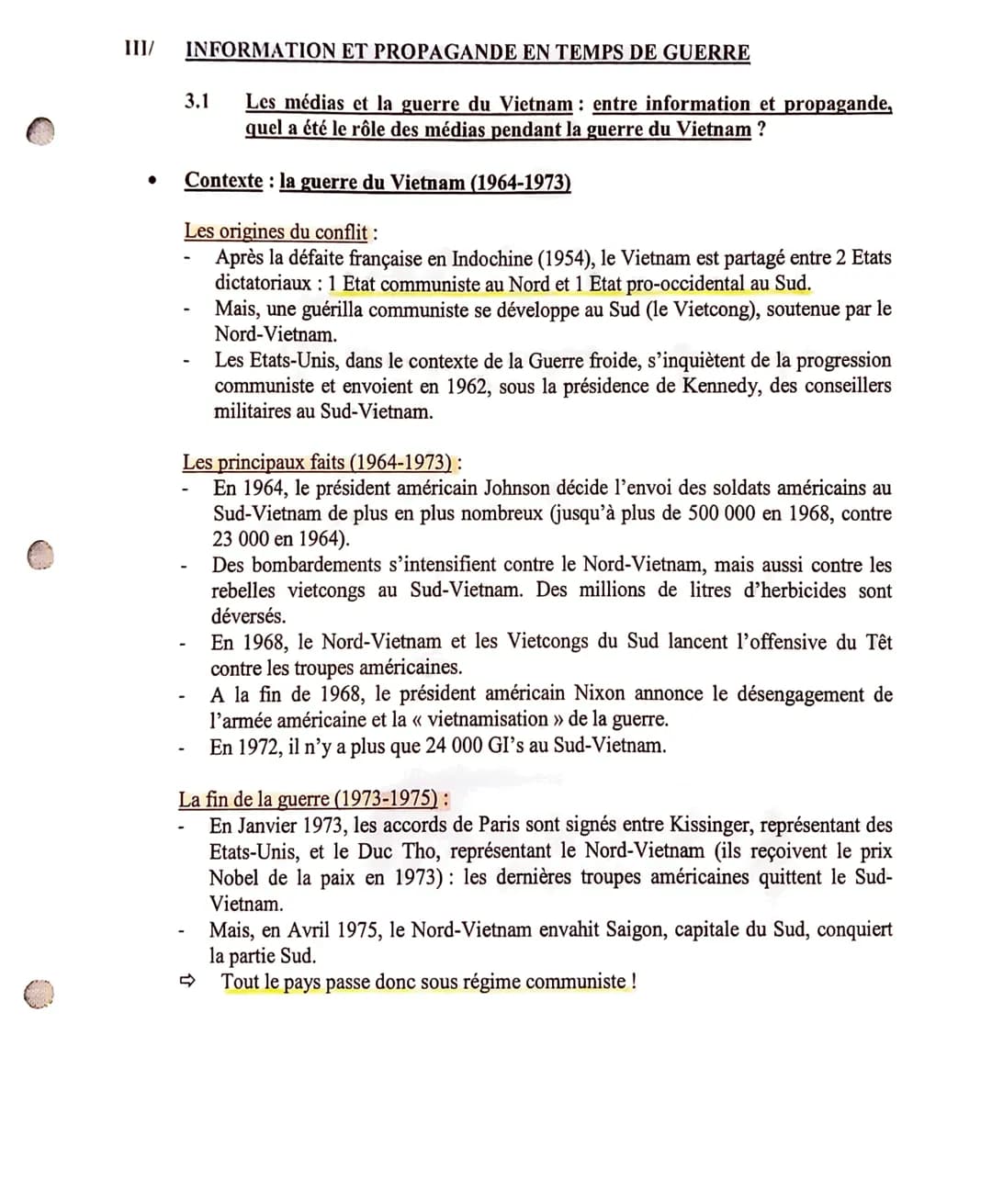 III/
●
INFORMATION ET PROPAGANDE EN TEMPS DE GUERRE
Les médias et la guerre du Vietnam : entre information et propagande,
quel a été le rôle