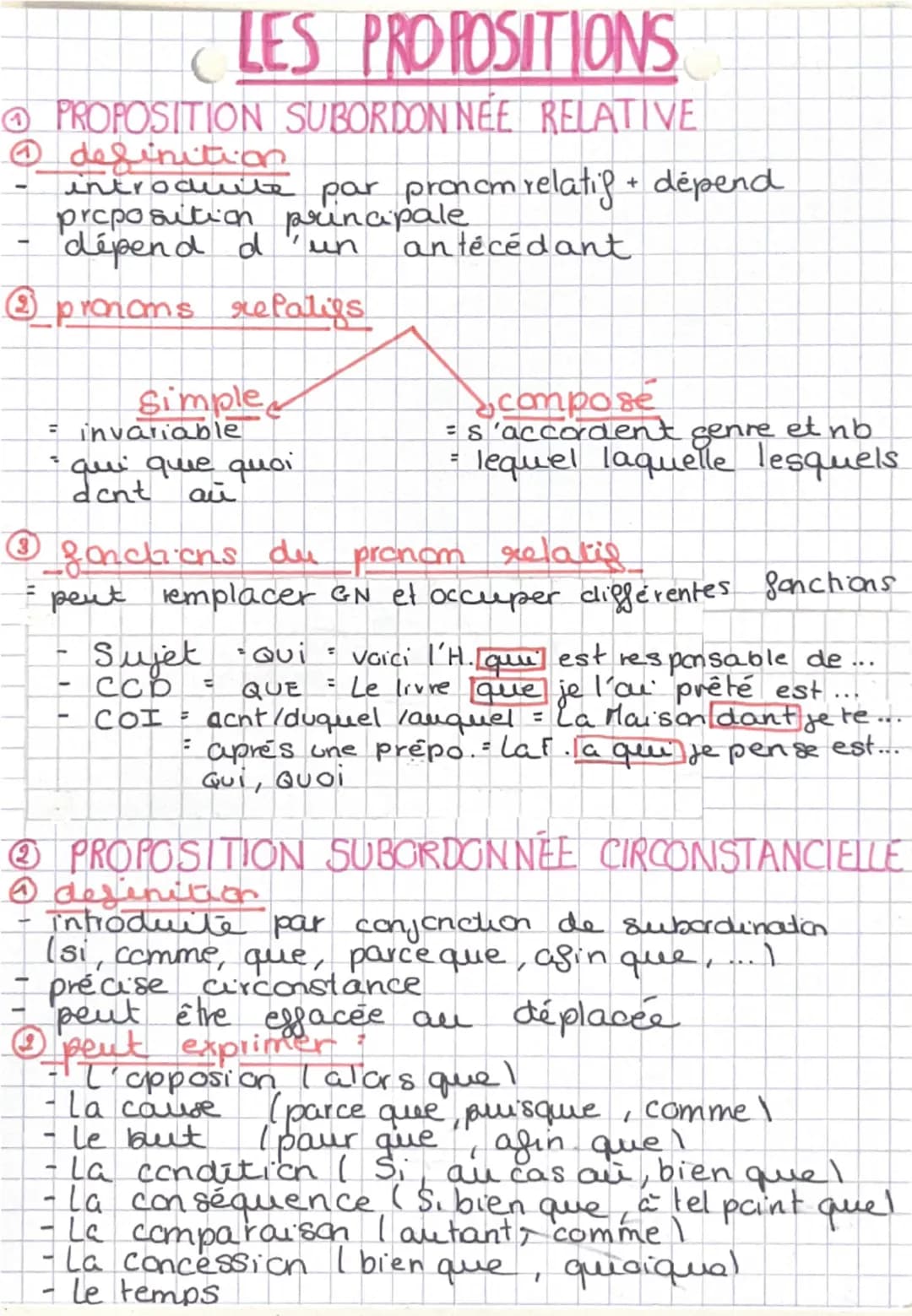 LES PROPOSITIONS
LES
PROPOSITION SUBORDON NEE RELATIVE
Ⓒ definition
introduite par pronom relatif + dépend
proposition principale
-
dépend d
