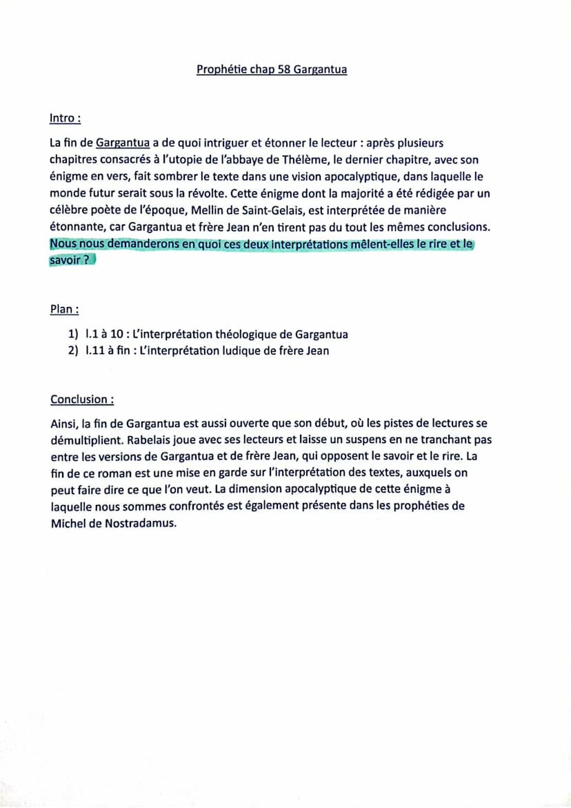 D
La lecture de cette inscription achevée, Gargantua soupira pro-
fondément, et dit aux assistants:
5.
SEQ. II- TEXTE 3
10.
«Ça ne date pas 